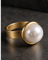 Preview: Perlenring 14K Vergoldeter Edelstahl, Eleganter Damenring Muschelkernperle, Ring mit Perle, Minimalistisch, Brautring, Geschenk für Frauen